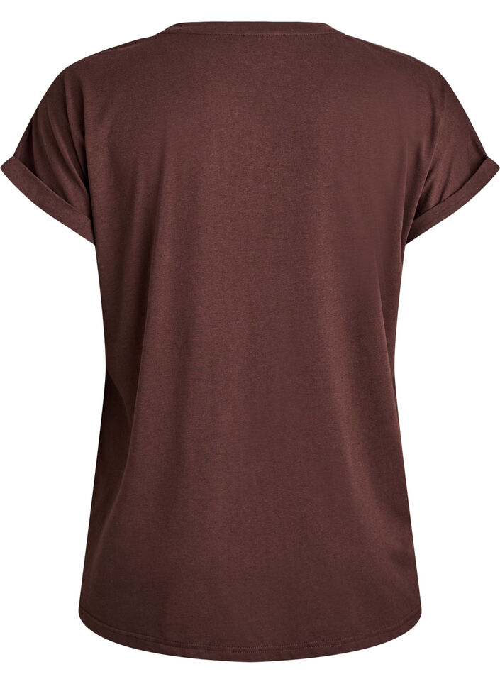 Short-sleeved cotton blend t-shirt, Brown, Packshot image number 1