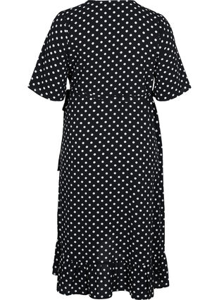 Printed wrap dress with short sleeves, Black Dot, Packshot image number 1