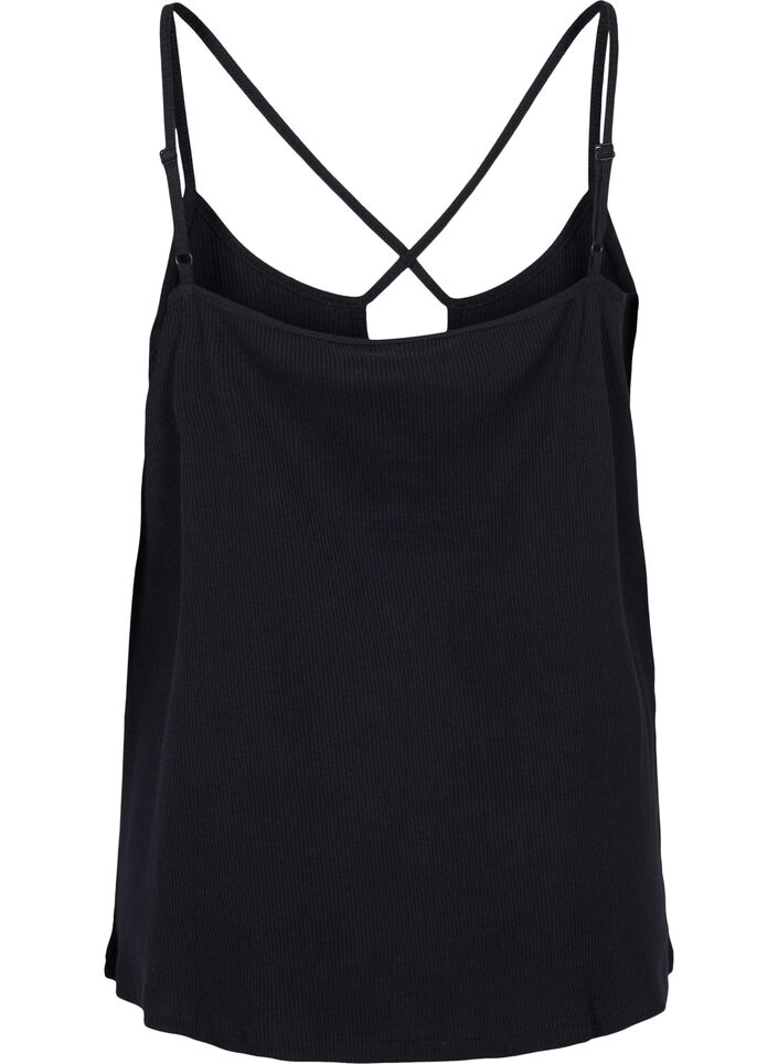 Organic cotton rib top with cross detail, Black, Packshot image number 1