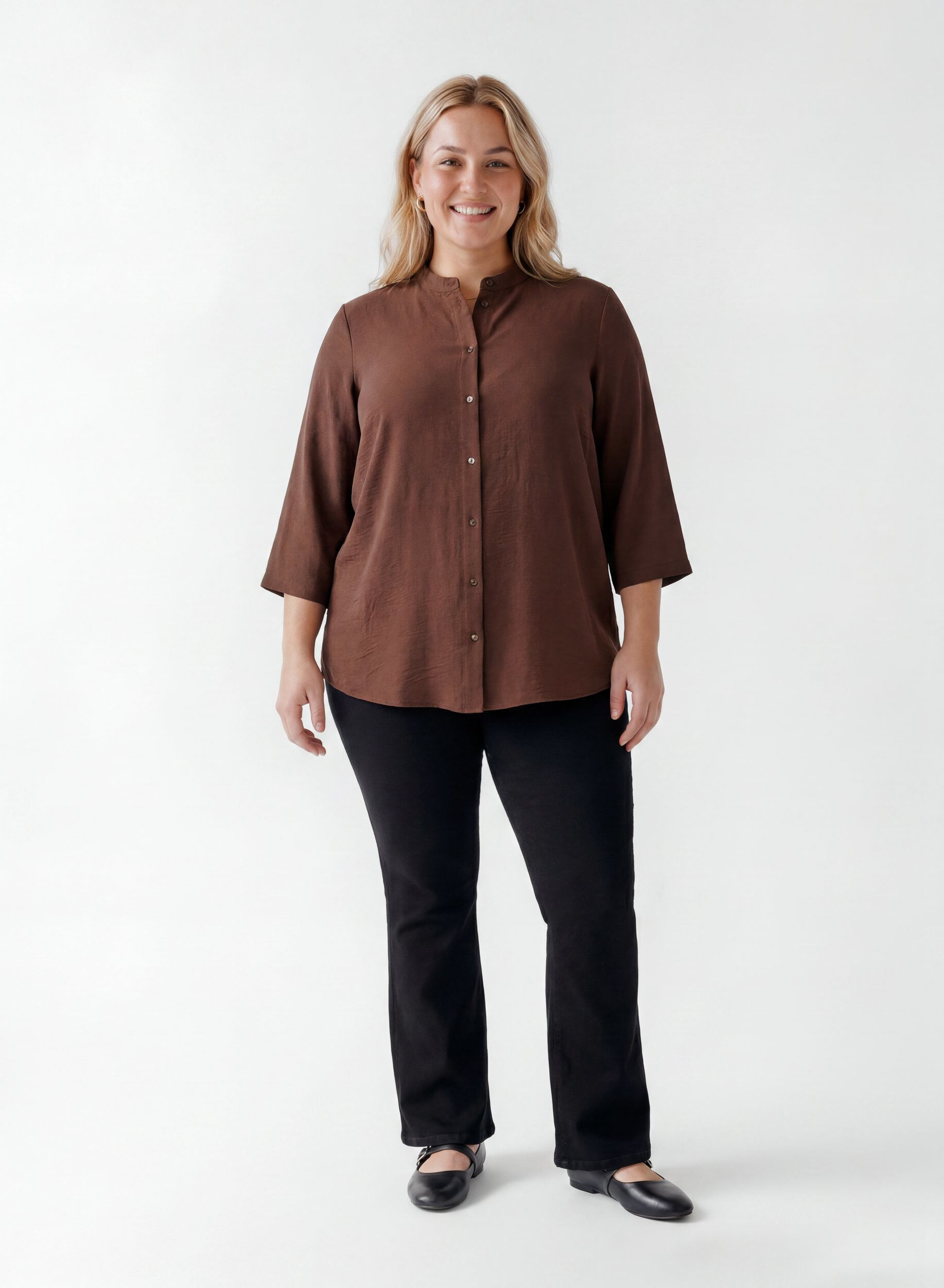 ZizzifashionTunic with 3/4 sleeves, Brown, Model image number 1