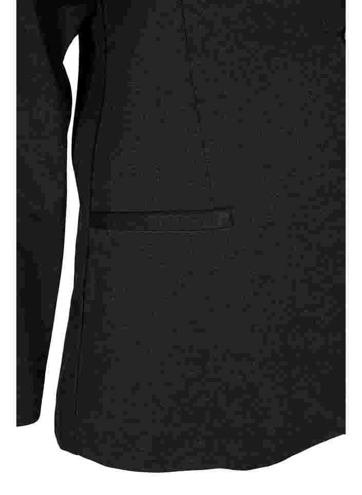 Simple blazer with button, Dark Grey Melange, Packshot image number 3