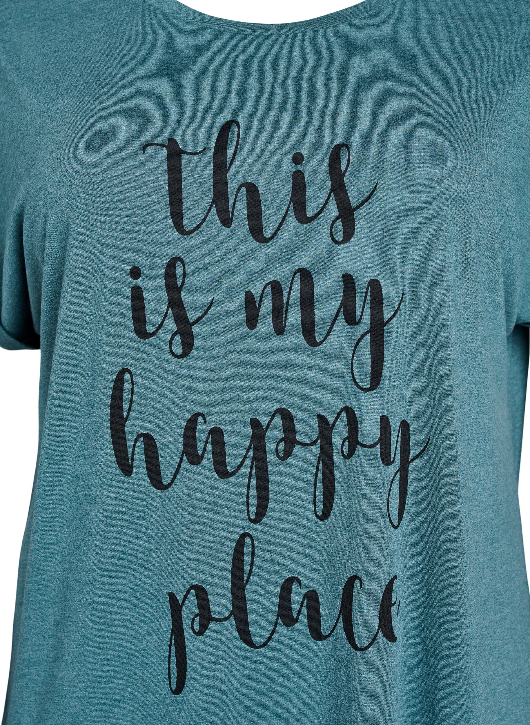 Zizzifashion Short sleeve nightgown with text print, Green, Packshot image number 2