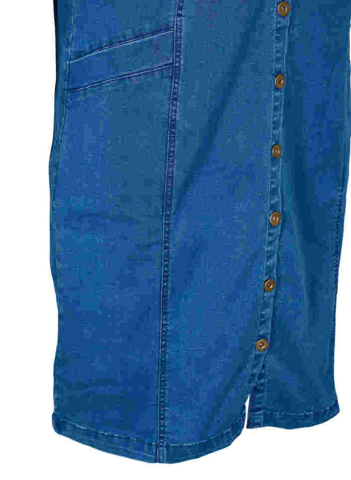 Denim shirt dress with 3/4 sleeves, Blue denim, Packshot image number 3