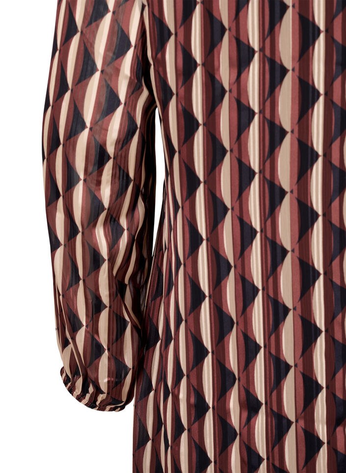 Long-sleeved dress with V-neck and print, Earthy Zig Zag, Packshot image number 3