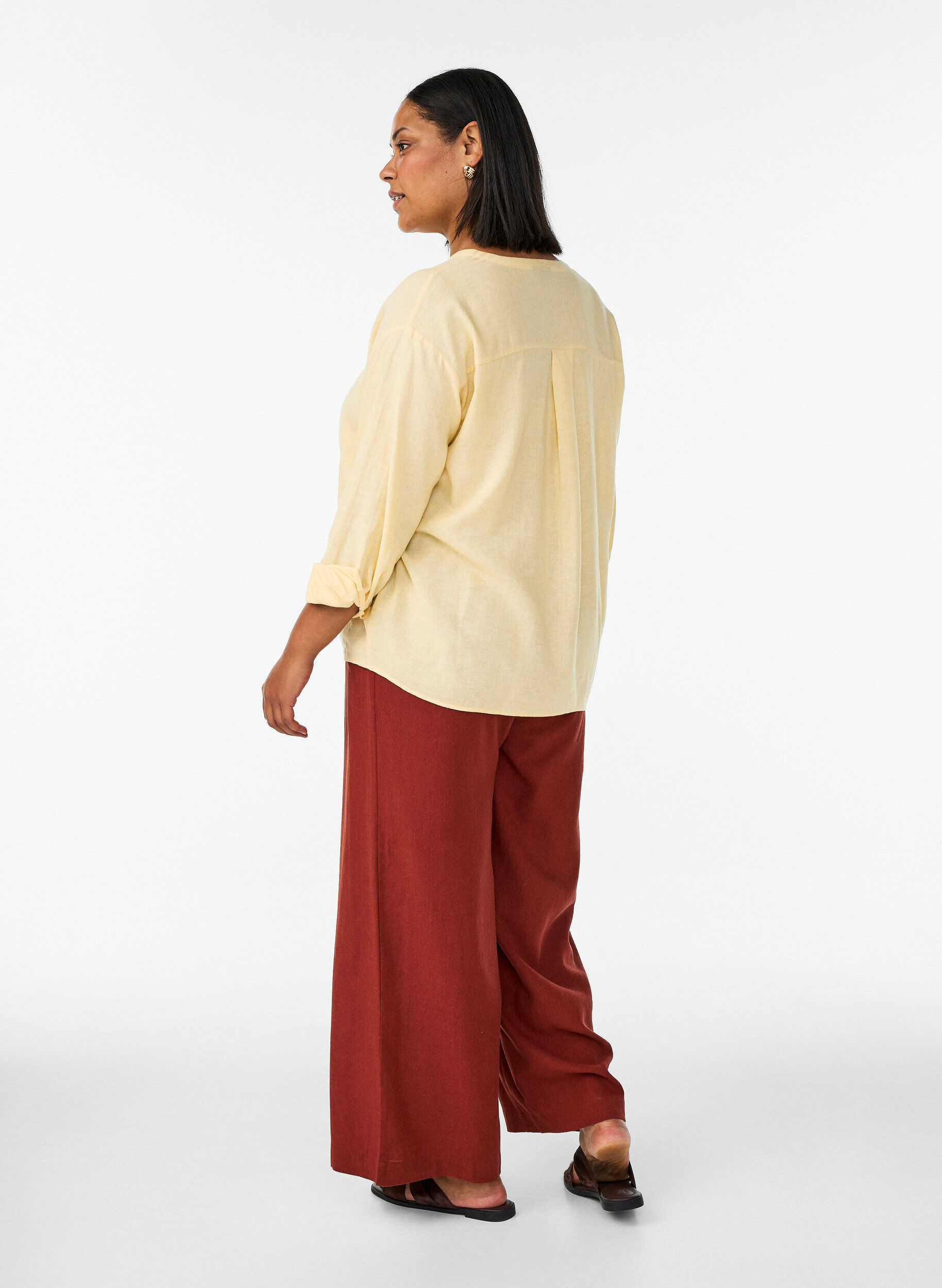 ZizzifashionWide-leg linen and viscose trousers, Red, Model image number 1