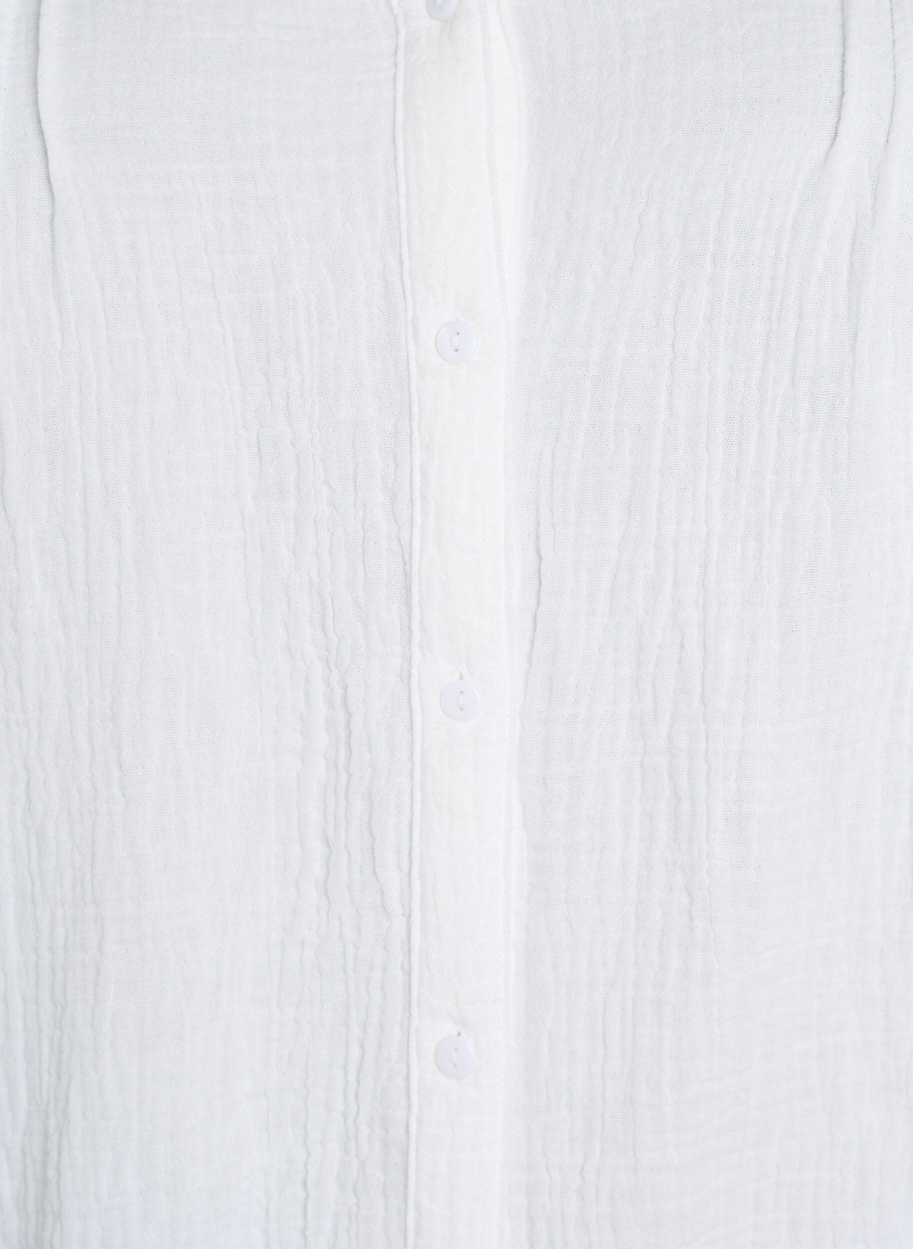 ZizzifashionCotton muslin blouse with embroidered details, White, Packshot image number 2