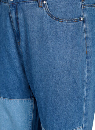 Mille mom fit jeans with colorblock and high waist, Light Blue Denim, Packshot image number 2