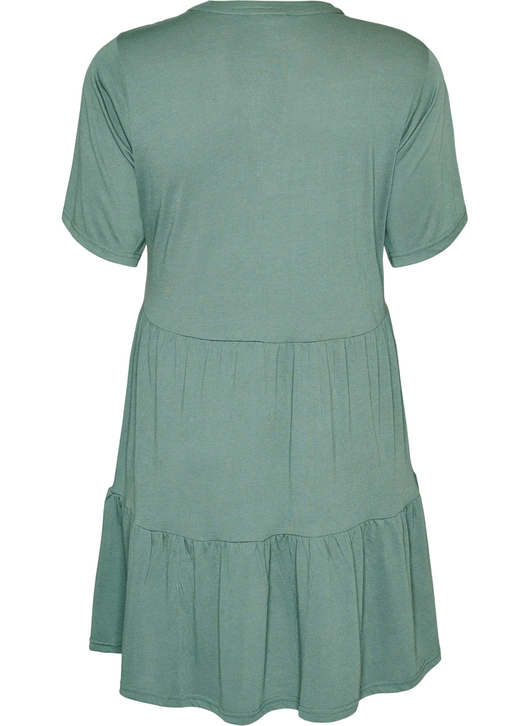 ZizzifashionJersey dress with lace details and a layered skirt, Green, Packshot image number 1