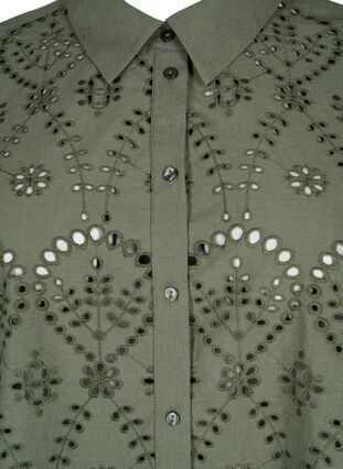 Cotton shirt with broderie anglaise, Thyme, Packshot image number 2