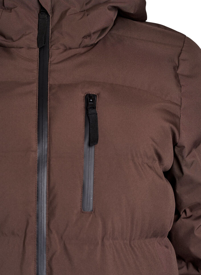 Puffer coat with hood and pockets, Brown, Packshot image number 2
