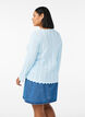 Cardigan with eyelet embroidery and wavy edges, Light Blue, Model image number 2