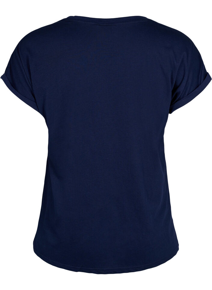 Short sleeved cotton blend t-shirt, Blue, Packshot image number 1
