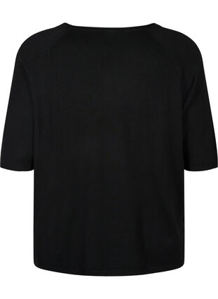 Viscose knitted blouse with 3/4 sleeves, Black, Packshot image number 1