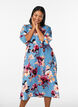 Midi dress with floral print and 3/4 sleeves, Blue, Model image number 0