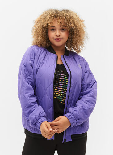 Bomber jacket with pockets and glitter, Passion Flower, Model image number 0