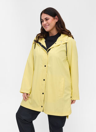 Rain coat with a hood and pockets, Pale Banana, Model image number 0