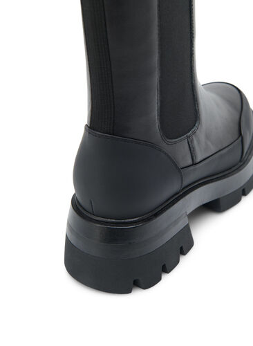 Wide fit leather boot with chunky sole, Black, Packshot image number 3