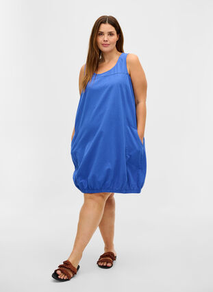 Sleeveless cotton dress, Dazzling Blue, Model image number 2