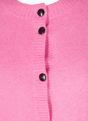 Short knitted cardigan with contrast-colour buttons, Wild Orchid Mel., Packshot image number 2