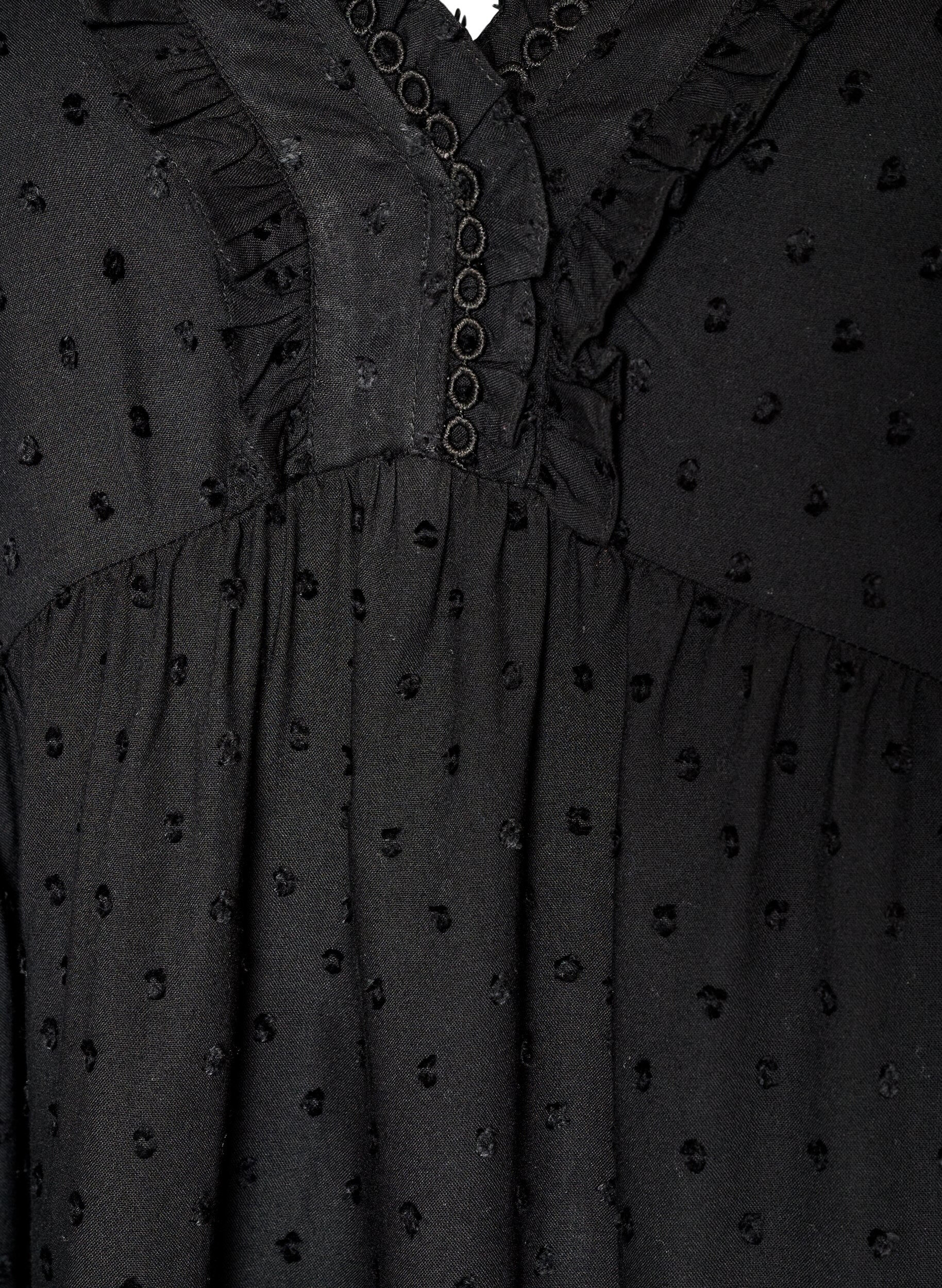 ZizzifashionViscose blouse with a dotted texture and V-neck, Black, Packshot image number 2
