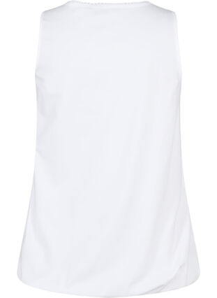 Cotton top with round neck and lace trim, Bright White, Packshot image number 1