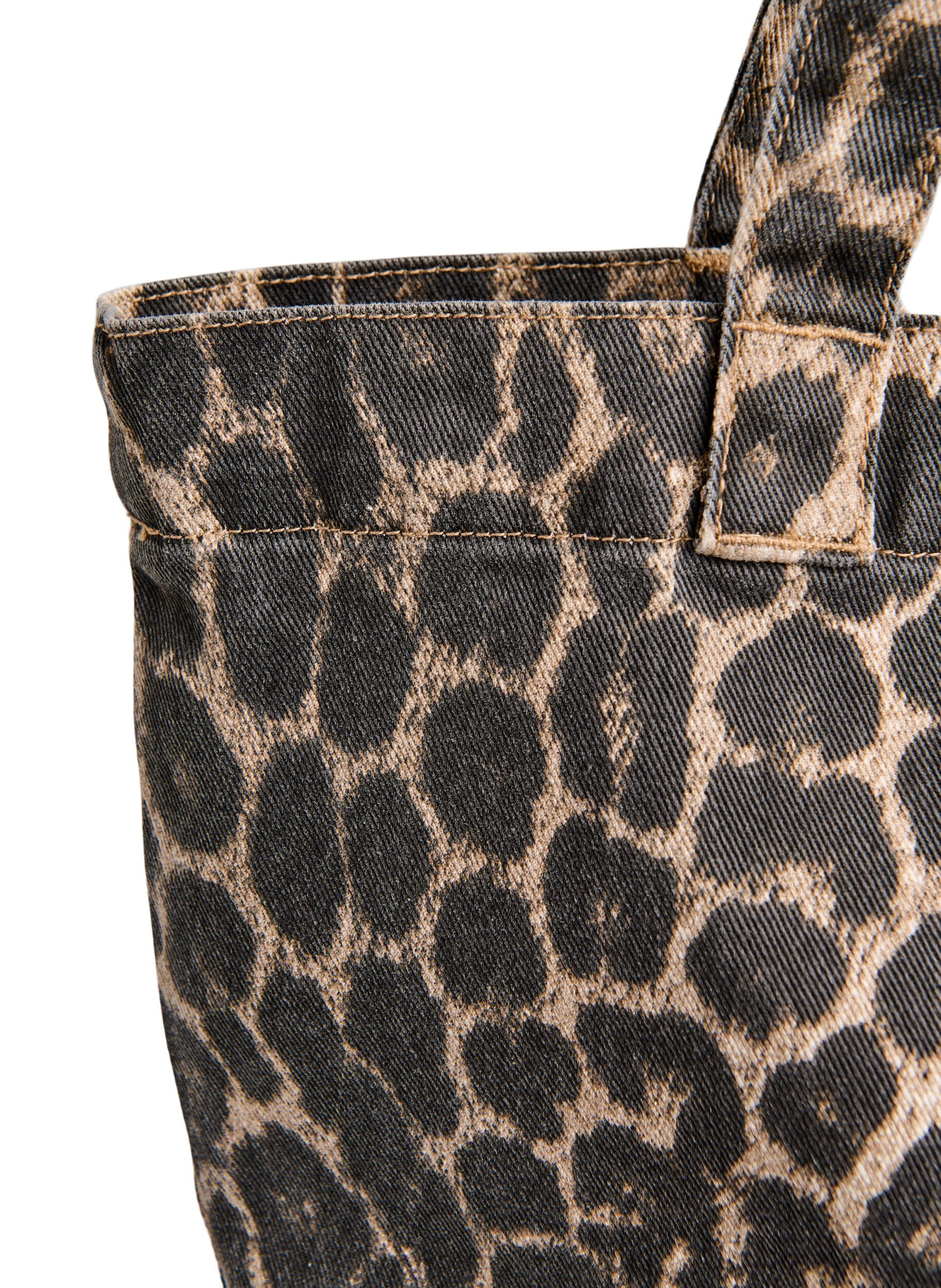 ZizzifashionDenim shopping bag with leopard print, Brown, Packshot image number 2