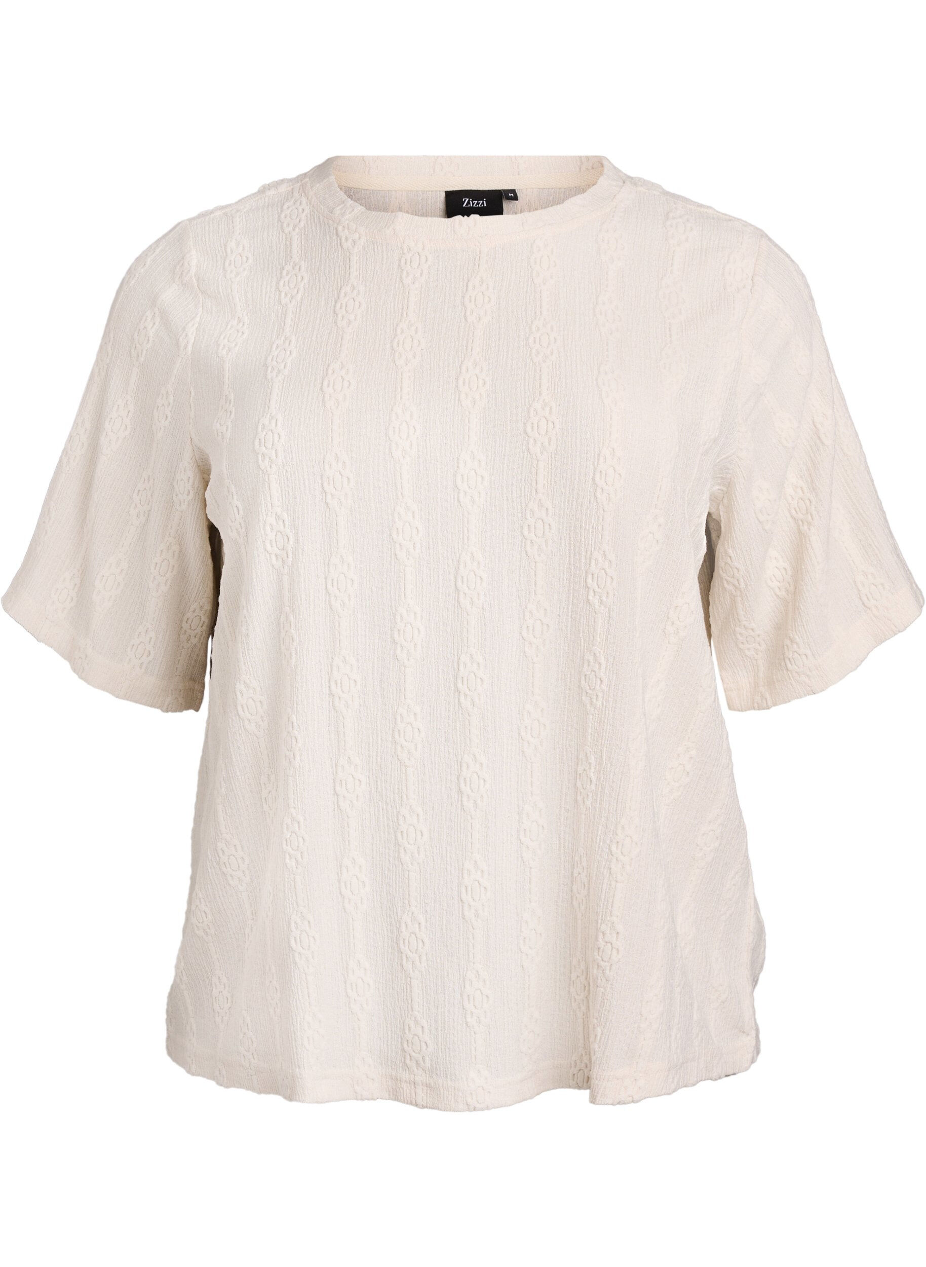 Blouse with a textured pattern and short sleeves