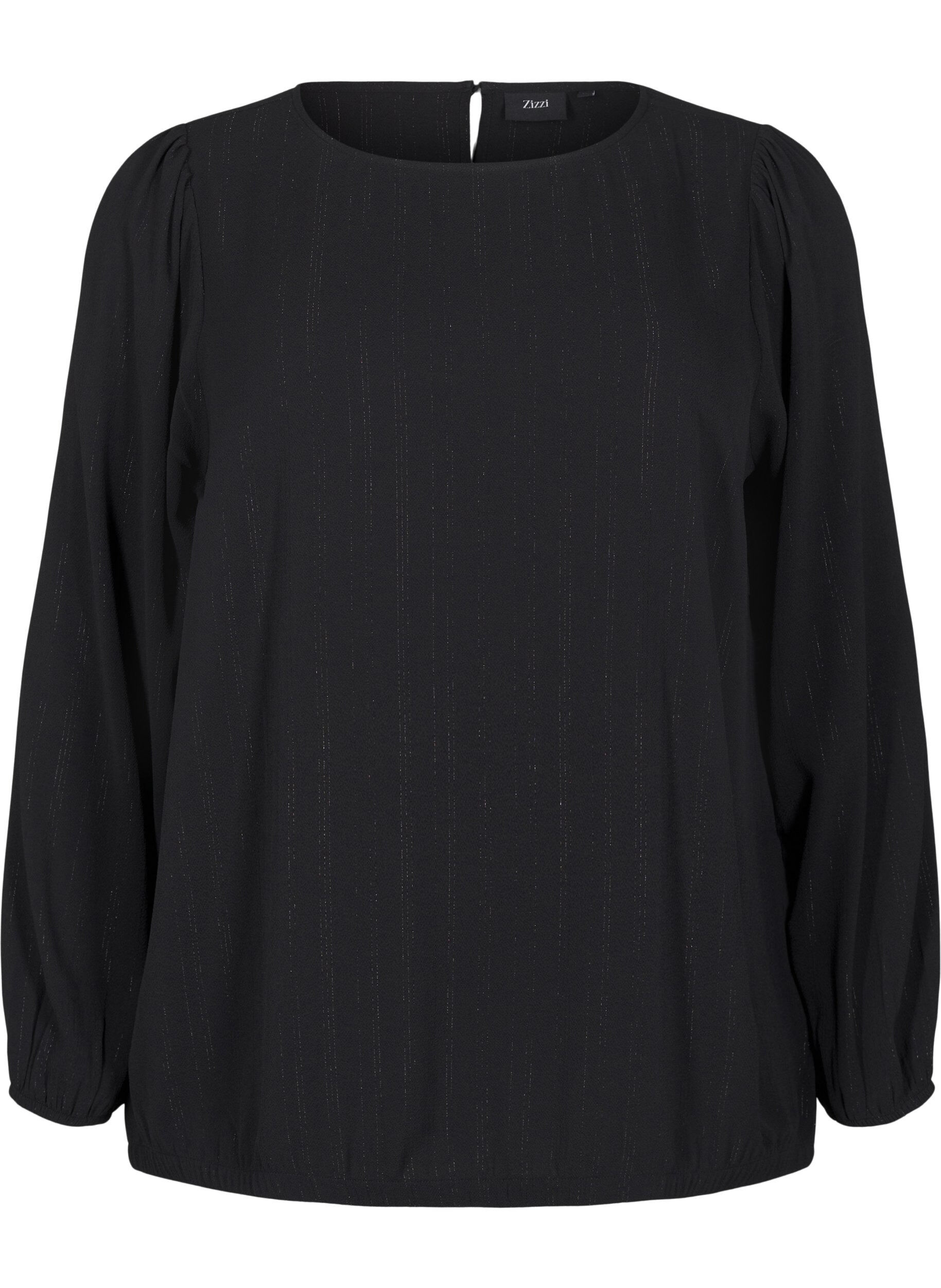 ZizzifashionBlouse with silver glitter, Black, Packshot image number 0
