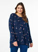 Floral blouse with long sleeves, Blue, Model image number 0