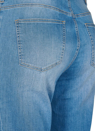 Cropped jeans with contrasting details, Blue denim, Packshot image number 3