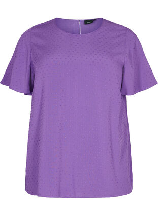Structured viscose blouse with batwing sleeves, Royal Lilac, Packshot image number 0