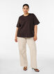 Boxy cotton T-shirt, Brown, Model image number 1