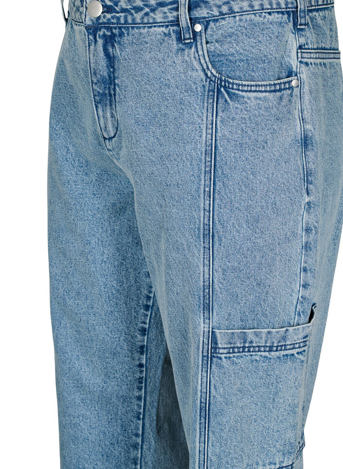 High-waisted cargo jeans, Light Blue, Packshot image number 2