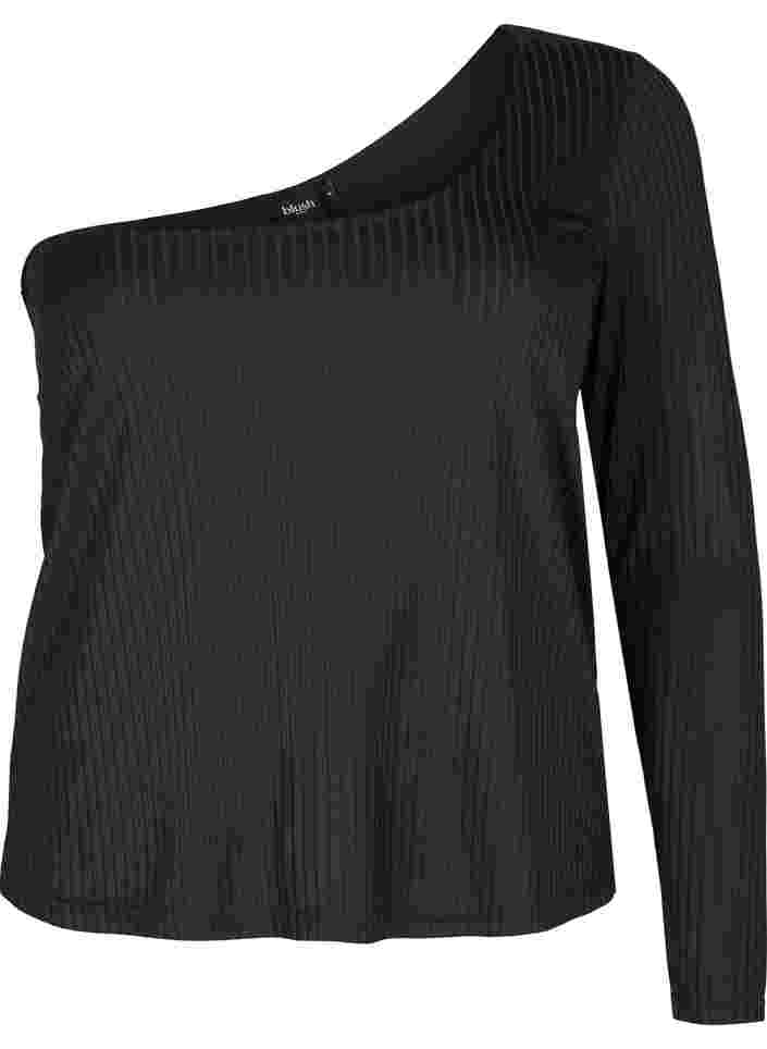 One-shoulder top, Black, Packshot image number 0