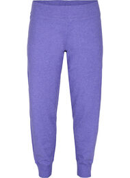 Melange knitted trousers with rib, Purple Opulence Mel., Packshot