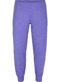 Melange knitted trousers with rib