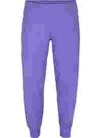 Melange knitted trousers with rib