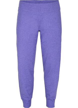Melange knitted trousers with rib, Purple Opulence Mel., Packshot image number 0