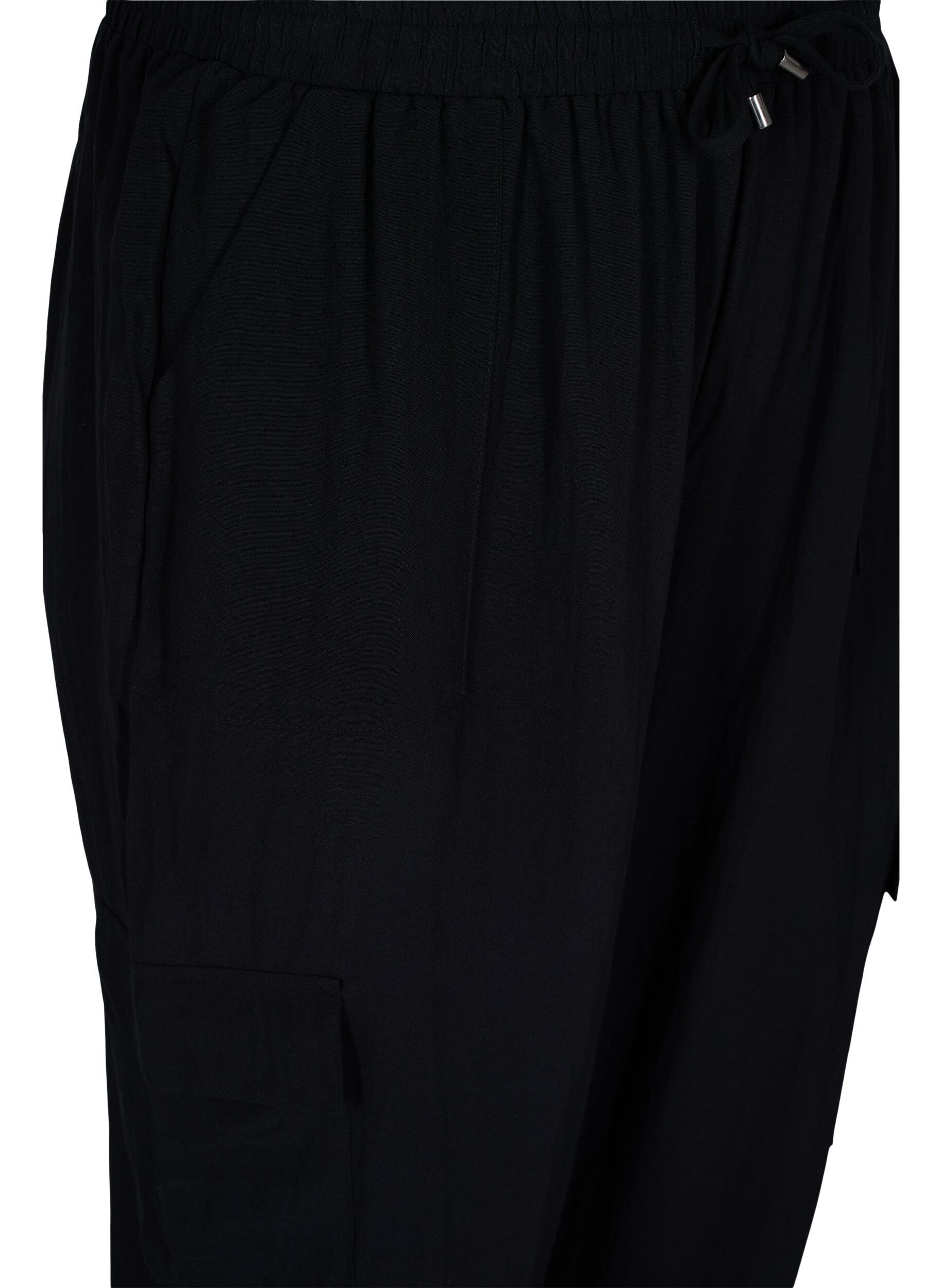 Zizzifashion Loose cargo trousers in viscose, Black, Packshot image number 2
