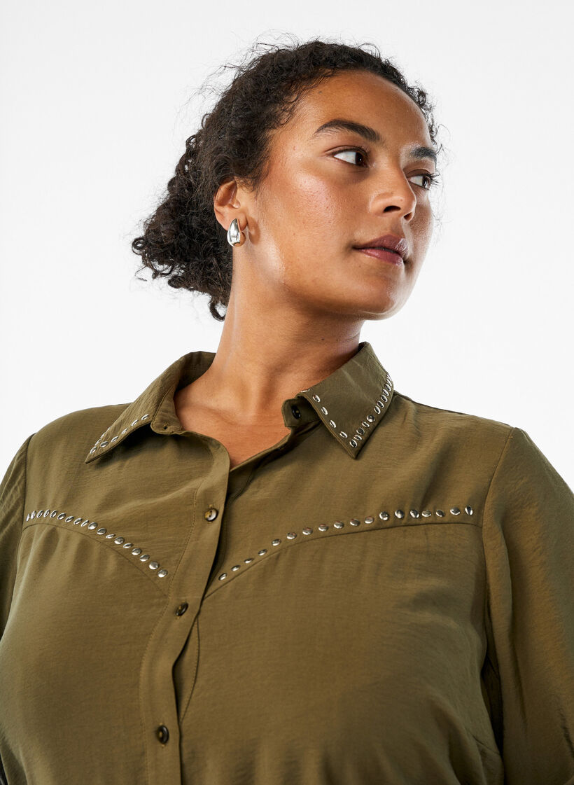 Shirt with studs, Green, Model image number 4