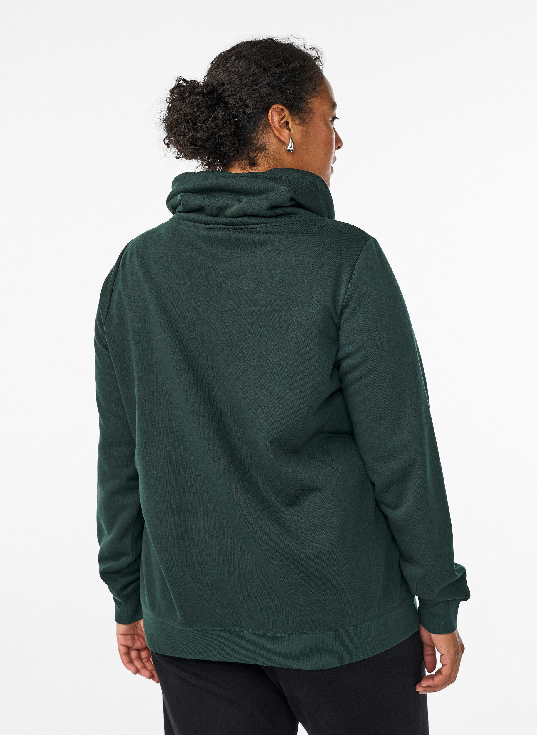 ZizzifashionSweatshirt with high collar and pockets, Green, Model image number 2