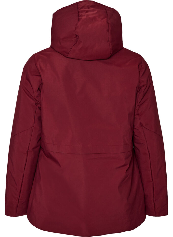 Winter jacket with hood and adjustable waist, Red, Packshot image number 1