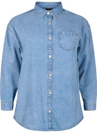 Loose denim shirt with chest pocket