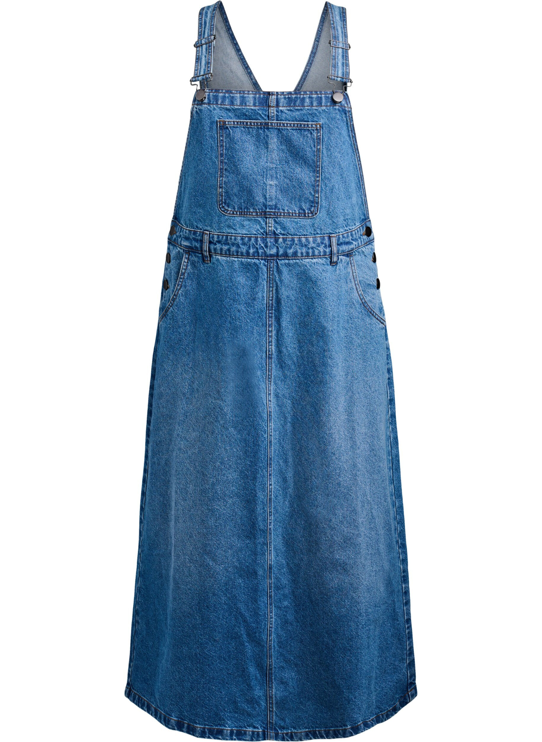 Midi denim overall dress