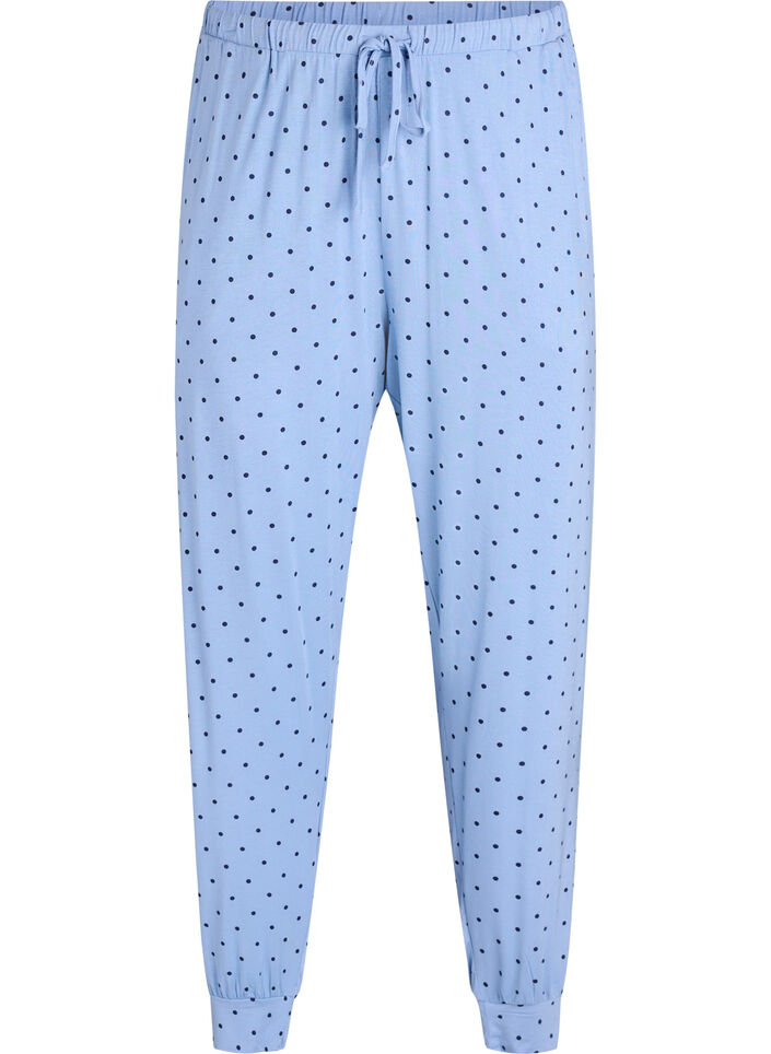 Night trousers in modal with high waist, Blue, Packshot image number 0