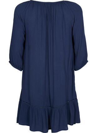 Viscose dress with 3/4 sleeves, Navy Blazer, Packshot image number 1