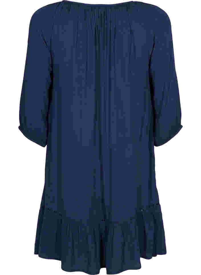 Viscose dress with 3/4 sleeves, Navy Blazer, Packshot image number 1