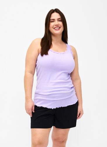 Top with lace trim, Lavender, Model image number 0