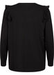 Long-sleeved blouse with ruffle details, Black, Packshot image number 1