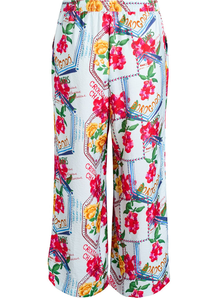 Straight-leg trousers with a colourful print, Light Blue, Packshot image number 1